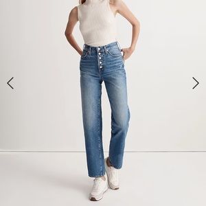 NWT Madewell Petite Perfect Vintage Straight Jean in Becker Wash